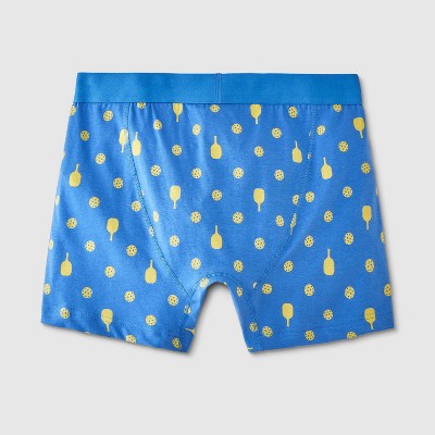 Men's Pickleball Print Boxer Briefs 2pk - Goodfellow & Co Blue M: Cotton Spandex Blend, Mid Rise, Pull-On Waistband