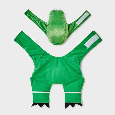 Dino with Pumpkin T-Rex Pail Dog and Cat Frontal Costume - Boots & Barkley Light Green XS