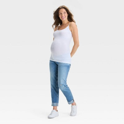 Seamless Support Maternity Tank Top - Isabel Maternity by Ingrid & Isabel White M/L: Lightweight Scoopneck Pullover