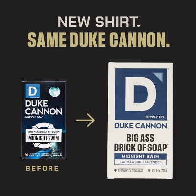 Duke Cannon Supply Co. Big Ass Brick of Soap for Men - Midnight Swim Bar Soap - 10oz