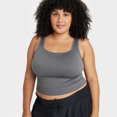 Women's Seamless Squareneck Cropped Tank Top 1X