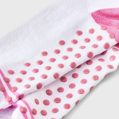 Women's Striped Pilates Ankle Grip Socks - JoyLab Pink/Red 4-10