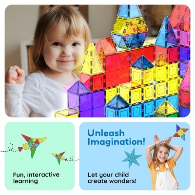 PICASSO-TILES Magnetic Tiles for Kids – 100PCS STEM Building Blocks Set, Educational Construction Toy, Creative Learning Kit