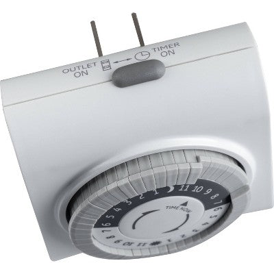 GE Indoor Mechanical Timer 24hr 2-Polarized Outlet Big Button White: Push Button, No Assembly, 1-Year Warranty, PET Material