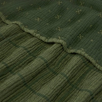 Grid Matelasse Throw Blanket Dark Green - Hearth & Hand with Magnolia