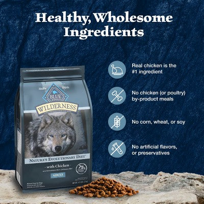 Blue Buffalo Wilderness High Protein Natural Adult Dry Dog Food plus Wholesome Grains with Chicken - 4.5lbs