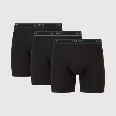 Hanes Premium Men's Cotton Stretch Boxer Briefs - Black M