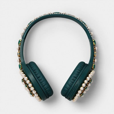 Embellishment Over the Ear Headphones - heyday Jewel Green