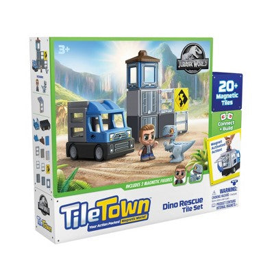 Tile Town Jurassic World Dino Rescue Magnetic Tiles Playset