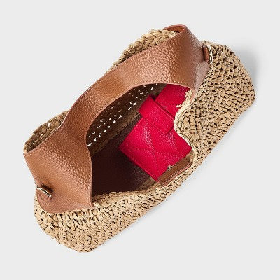Straw Mini Slouchy Shoulder Bag - Universal Thread Natural