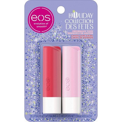 eos Holiday Lip Balm - Peppermint Twist & Candy Cane Swirl - 0.28oz/2pk: Moisturizing, Lip Balms, Balm Form, 2-Pack