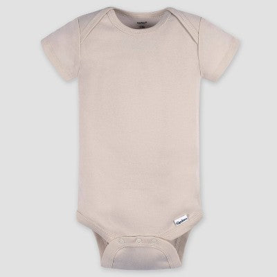 Gerber Baby 5pk Short Sleeve Onesie - Cream Newborn: Cotton Knit Bodysuits, Pullover with Crotch Snap, Machine Washable