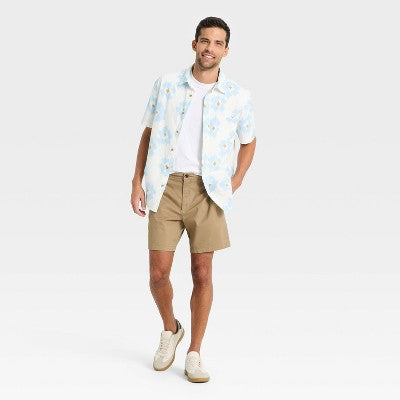Men's 7" Flat Front Shorts - Goodfellow & Co Tan 36