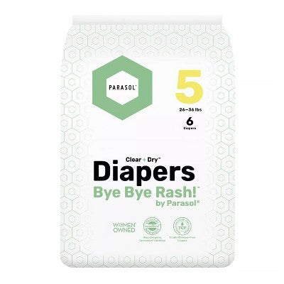Parasol Clear+Dry Natural Disposable Diapers - Size 5 - 6ct