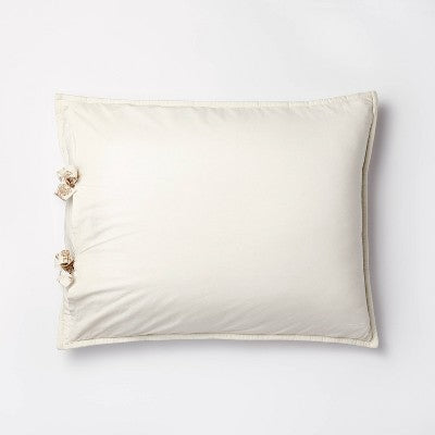 2 pk King Lofty Cotton Slub Woodblock Print Floral Quilt Sham White/Mauve - Threshold designed with Studio McGee: Luxurious King-Size Bedding