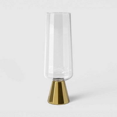 7.1 fl oz Faceted Champagne Flute Gold Rimmed Clear - Threshold