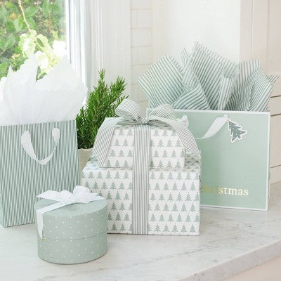 6" Petite Round Polka Dot Christmas Gift Box with Bow Green/White - Sugar Paper + Target