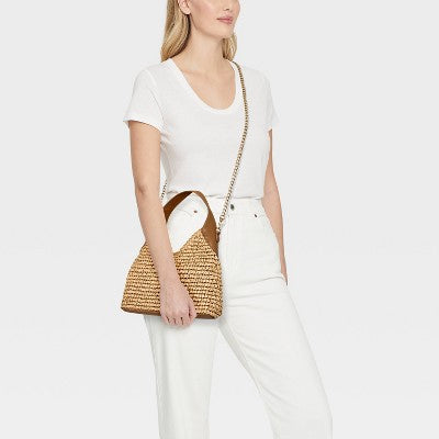Straw Mini Slouchy Shoulder Bag - Universal Thread Natural