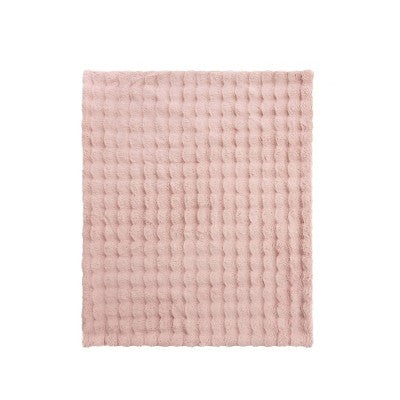 Bubble Faux Fur Throw Blanket Blush