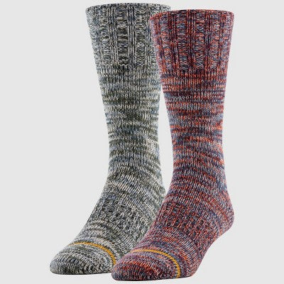 Signature Gold by Goldtoe Men's Feed Crew Camp Socks 2pk - Green/Red 6-12