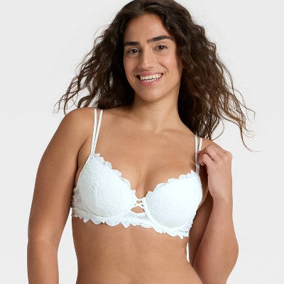 Women's Lace Lightly Lined Demi Bra - Auden White 38B