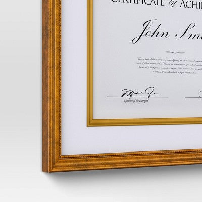 11"x14" Matted to 8.5"x11" Certificate Frame Gold - Threshold