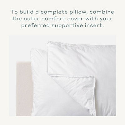 Standard/Queen Soft Customizable Down Alternative Bed Pillow Outer Comfort Cover White - Casaluna: Hypoallergenic, 300 Thread Count