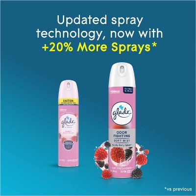 Glade Odor Fighting Soft Mist Aerosol Room Air Freshener - Bubbly Berry Splash - 8oz
