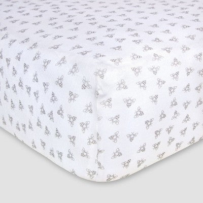 Burt's Bees Baby Organic Fitted Crib Sheet - Honeybee - Gray