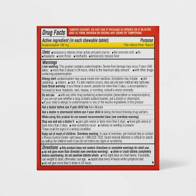 Kids' Junior Strength Chewable Tablets - Acetaminophen - Bubblegum - 24ct - up&up