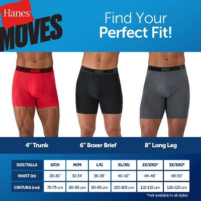 Hanes Moves Premium Men's X-Temp Long Leg Boxer Briefs 2pk S