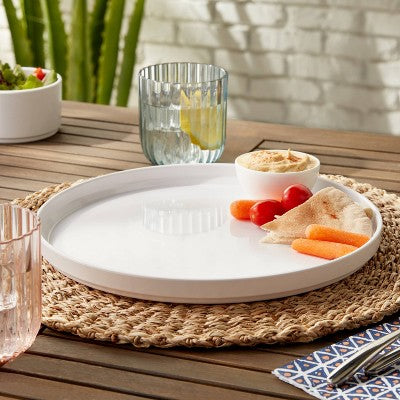 10.5" Plastic Stella Dinner Plate White - Threshold: Recycled PET, Round, Dishwasher & Microwave Safe