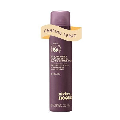 Niches & Nooks, Sweat Absorbing Intimate pH Balanced Chafing Barrier Feminine Spray - Airy Vanilla - 2oz