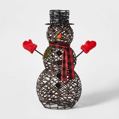 34" Faux Rattan Snowman LED Christmas Novelty Sculpture Light - Wondershop (LOCAL PICKUP ONLY)