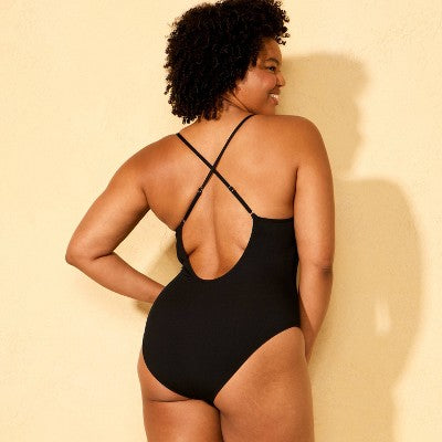 Women's Long Torso Ribbed Cheeky One Piece Swimsuit S
