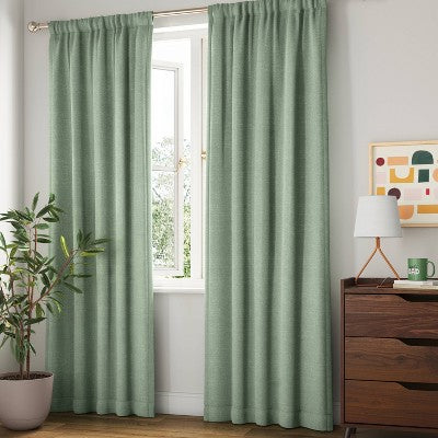 42"x63" Room Darkening Heathered Thermal Window Curtain Panel Green - Room Essentials
