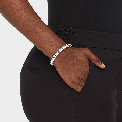 Little Words Project x Wicked "Wickedly Brave" Beaded Bracelet - Black/Green/White