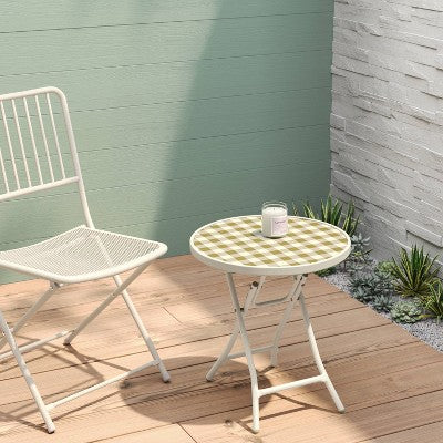 Tempered Printed Glass Round Accent Patio End Table - Room Essentials (LOCAL PICKUP ONLY)