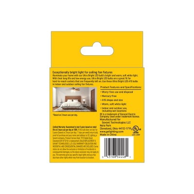 GE 2pk 100W Ultra Bright A15 LED Ceiling Fan Light Bulbs Soft White