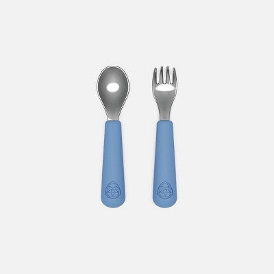 Lalo PAW Patrol 3pc Silicone Plate + Utensils Set - Chase: Solid Pattern, Service For 1, Silicone, Stainless Steel