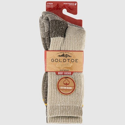 GOLDTOE Signature Collection Men's Cotton Hiker Socks - Cream 6-12.5