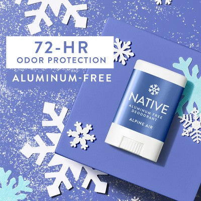 Native Holiday Limited Edition Aluminum-Free Mini Deodorant - Travel Size - Alpine Air - 0.35oz: Invisible Solid, Normal Skin
