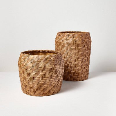 Small Round Woven Patterned Outdoor Plant Basket 13.8" - Hearth & Hand with Magnolia