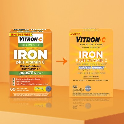 Vitron-C Iron with Vitamin C Immune Support Vegan Supplement Tablet - 60ct