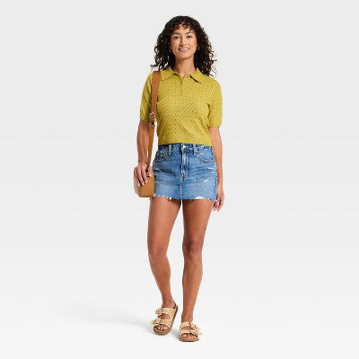 Women's Mid-Rise Micro Mini Jean Skirt - Universal Thread Vintage Medium Destroy 16