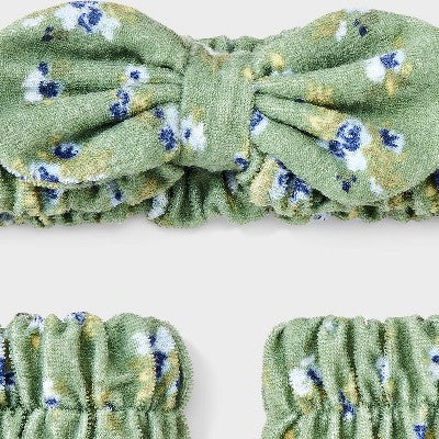 Hair Headwrap with Cuffs Set 3pc - Wild Fable Green Floral