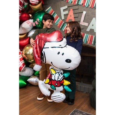 Anagram Pre-Inflated Helium Peanuts Santa Snoopy Supershape Foil Balloon