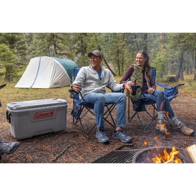 Coleman Quad Camping Outdoor Portable Camp Chair with Built-In Cooler - Blue