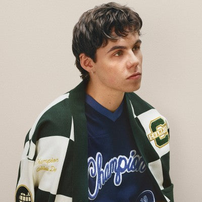 Champion Men's Varsity Check Cardigan Sweater - Green L