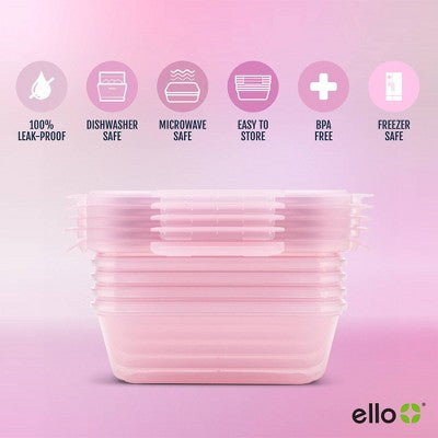 Ello 10pc Snap and Nest Meal Prep Food Storage Containers Pink